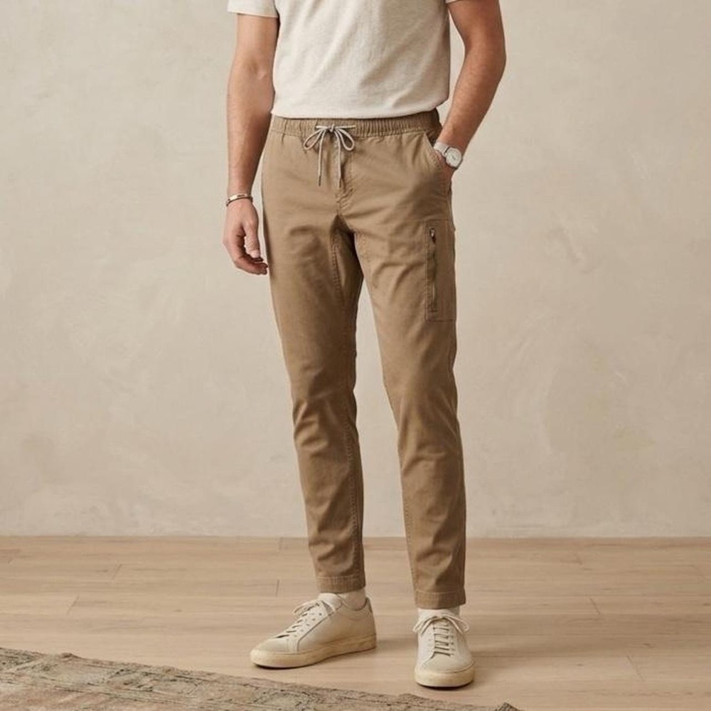 Vuori Ripstop Climber Pants Mens XL Tan Brown Drawstring Outdoor Stretch V412-L